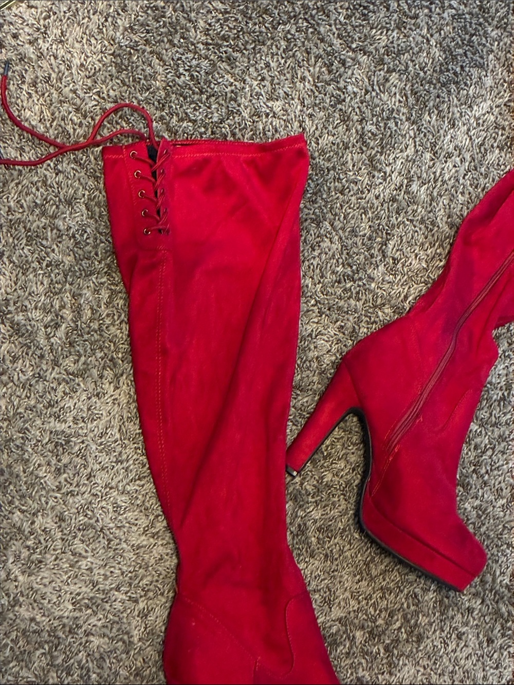 torrid Red Over-the-Knee Platform Block Heel Boots - Picture 3 of 4